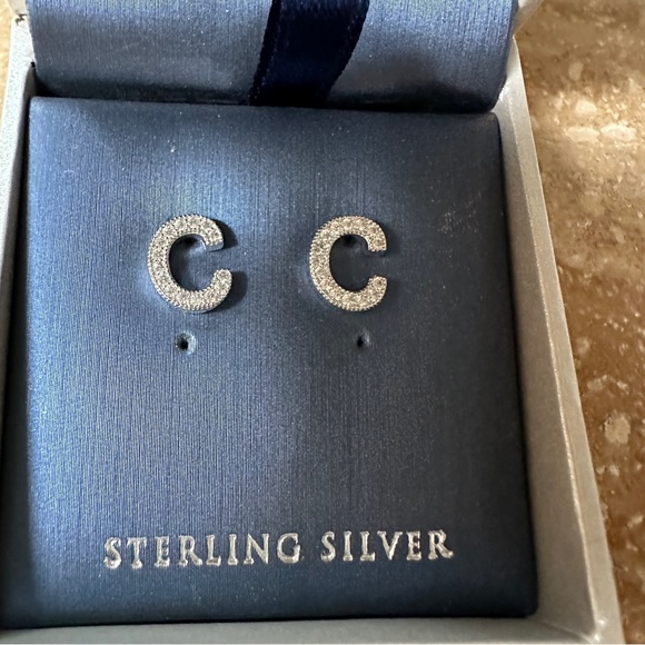 Contessa Di Capri Sterling Silver “C” Stud Earrings - Picture 1 of 7